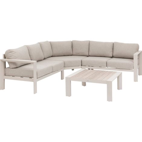 Conjunto de muebles de jardín esquinero Evasion de 5 plazas de olefina y aluminio - Hespéride
