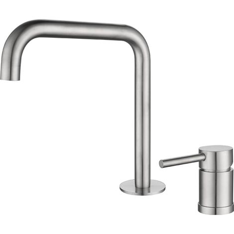 Robinet de lavabo inox monocommande 2 trous eau chaude/froide (1/5)