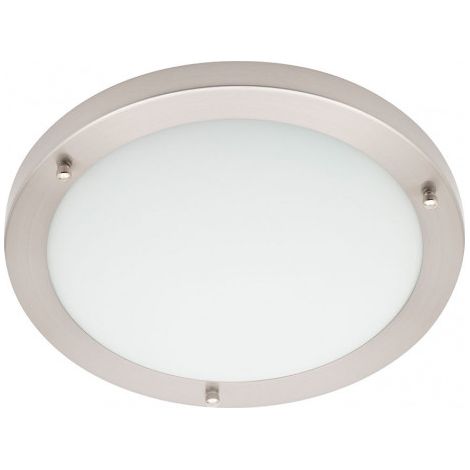 Litecraft Mari Ceiling Light Large Bathroom Flush IP44 Fitting - Satin Nickel (1/5)