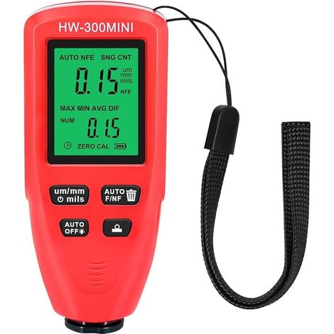 Testeur de revêtement de peinture de voiture 0-2000 um pour mesure non destructive des revêtements métalliques sur acier et aluminium (rouge) (1/4)