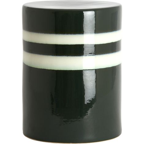 Tavolino MOOCA in ceramica verde scuro-bianco – Ø33x44 cm