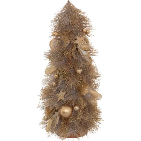 Déco de Noël Cône avec Boules Etoiles déco Doré pailleté H 40 cm - Feeric Christmas (1/2)