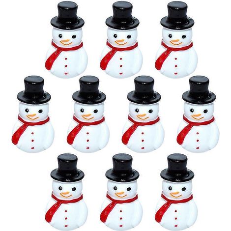 Lot de 10 mini bonhommes de neige de Noël en résine, décorations à faire soi-même-2.80X1.60X1.60CM-Black (1/3)