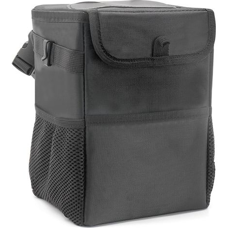 Cubo de basura para coche para acampar, cubo de basura para coche con tapa, cubo de basura plegable para acampar, organizador plegable e impermeable para el interior del vehículo, color negro. (1/5)
