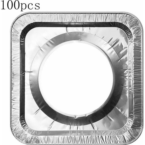 Couvercles Pour Bruleur De Plaque De Cuisiniere - Feuille D Aluminium Carrée 21 X 21 Cm - Protections Anti-Salissures Pour Table De Cuisson - Lot De 100 (1/2)