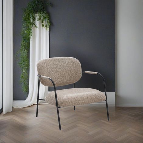 2er Set Poltrona Nat mit schwarzem Metallgestell und teddyfarbener Sitzfläche, 70 x 73,5 x 74 cm