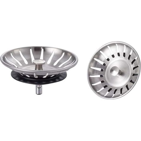 Bouchon Evier Cuisine INOX - Filtre Universel Dia Bonde avec 18 Fentes Grille Antiblocage 2 pièces 78mm (1/4)