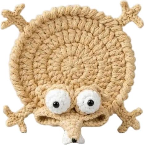Eidechsen Untersetzer absorbierend handgestrickt, 3D lustiges Tier, Tassenteller für Tisch (1/5)