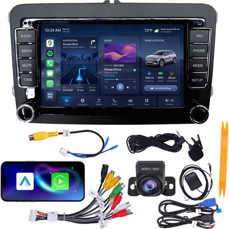 Autoradio 7" Volkswagen Skoda SEAT Android 15 Quad-Core 2+32 Go CarPlay Android Auto WiFi 6 Bluetooth GPS Caméra AHD (1/5)