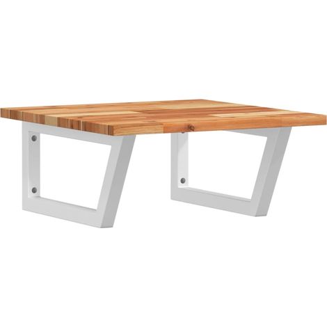 Étagères de rangement,Étagère de vasque murale acier et bois massif d'acacia CFW43784 (1/5)
