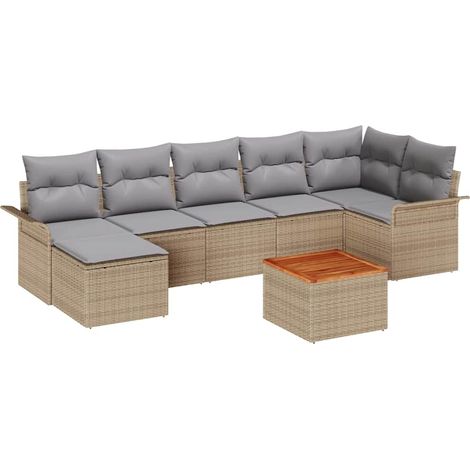 Maison Exclusive - Gartensofa-set 8 pcs Beige und Hellgrau Poly-R