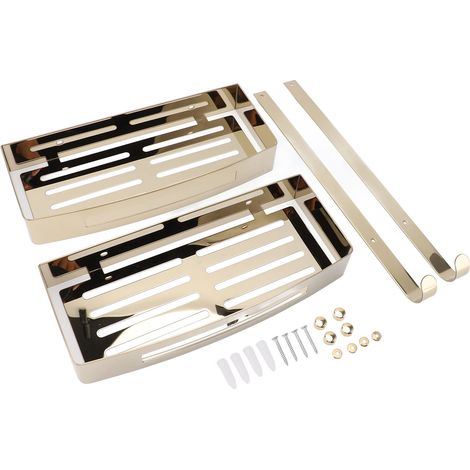 Estantes flotantes de dos niveles en acero inoxidable 304, almacenamiento sobre inodoros y duchas. (1/5)
