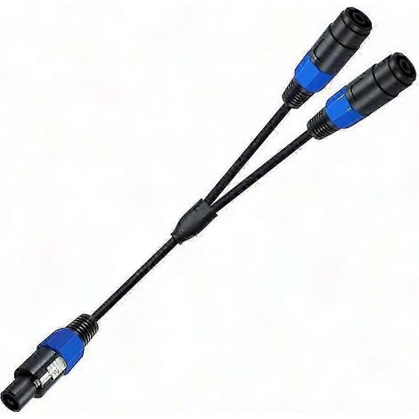 Speakon 1 Stecker auf 2 Buchsen Adapterkabel, 2-poliges Lautsprecherkabel, Audio-Splitter für Lautsprecher, professioneller Stecker, zwei Ausgänge, Standardlänge, schwarz. (1/5)