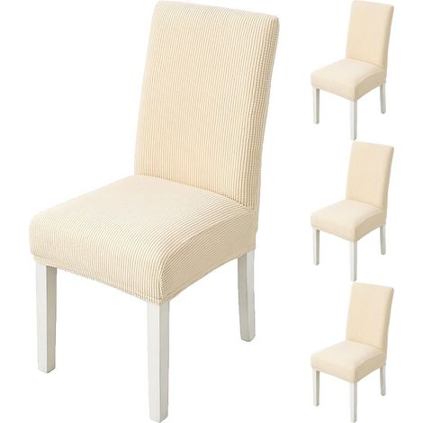 4 pièces Housse de Chaise Epaisse, Housses de Chaise Amovibles et Lavables, 45-55cm Beige (1/5)