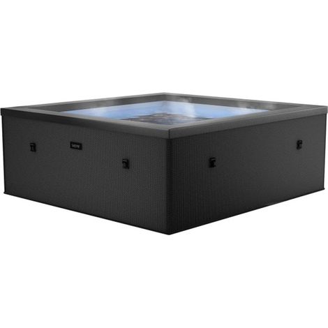 Netspa – Spa gonflable semi-rigide 6 places – Charcoal noir – Réchauffeur intégré – Massage à bulles 70/90 jets – Installation rapide sans outil