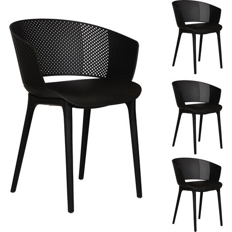 Idimex – Lot de 4 chaises de jardin en polypropylène résistant aux UV – Hauteur d'assise 47 cm – Conception légère et élégante – Assemblage facile