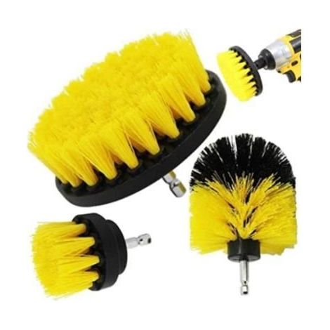 Lot de 3 brosses pour perceuse - Brosse de nettoyage - Brosse pour jantes - Kit de nettoyage pour voiture, jantes, cuisine, (1/4)