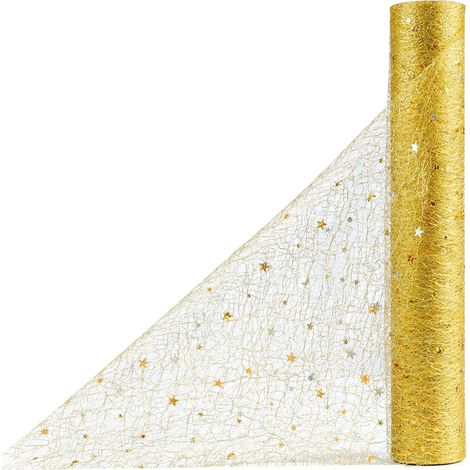 Chemin de Table Or Rouleau 28cm1000cm avec Paillette Décoration de Table Noël Noed de Chaise Mariage Decor pour Salle à Manger Mariage Anniversaire Fête Paty Fantaisie Brillant (1/5)