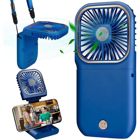 Mini ventilador USB silencioso com carregamento USB e 3 velocidades (azul) Mini ventilador USB silencioso com carregamento USB e 3 velocidades (azul)