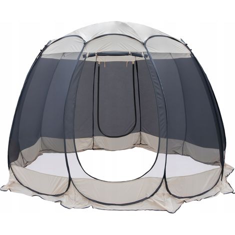Tente de jardin moustiquaire 3,6 x 3,6 m – Structure en acier – Hauteur 2,35 m – Protection contre les insectes – Pavillon pliable pour terrasse