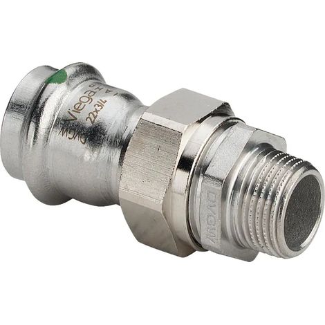 Viega Sanpress Inox-Racord de transición, d 54mm, R 2 Latón niquelado, Acero inoxidable Modelo 2365, 438364