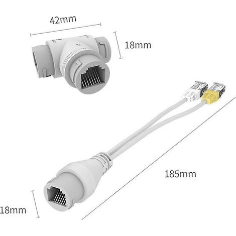 Adaptateur d'installation pour caméra PoE 2-en-1, connexion simplifiée par câble, répartiteur de câble, connecteur RJ45 à trois voies (1/5)