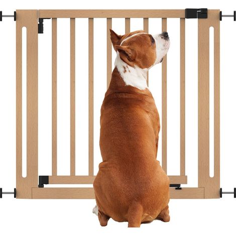 Bettacare Wooden Elegance Dog Gate, Natural, 87cm - 95cm, Pressure Fit Pet Gate, 65cm Extra Wide Doorway, Easy Installation