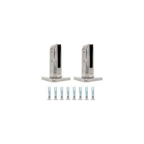 Paquete de 2 abrazaderas para vidrio de escalera, de acero inoxidable 304, para barandillas de piscina y balcones (modelo de columna cuadrada de acero inoxidable) (1/5)
