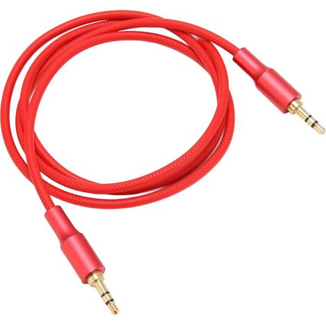 3,5-mm-Stereo-Audiokabel aus geflochtenem Nylon für Autoradio, Lautsprecher oder Kopfhörer – 1 Meter, Rot, HiFi (1/5)