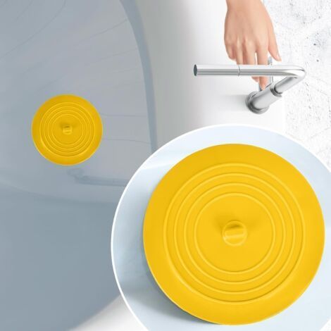 Grand bouchon de vidange jaune en silicone — Adapté aux douches, baignoires et éviers — 1 pièce (1/4)