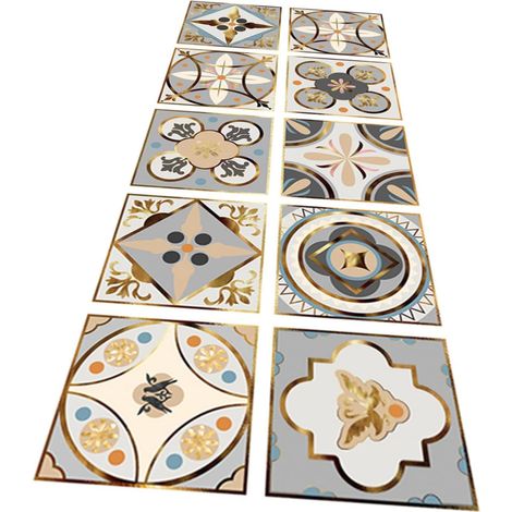 Autocollants de Carrelage Mural Vintage en Pvc, 10 Pièces, Imperméables et Auto-adhésifs, pour Salle de Bain et Comptoir de Bar (1/5)