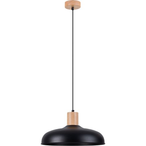 Suspension métal noire bois clair MAVARO E27 Pure Lume (1/5)