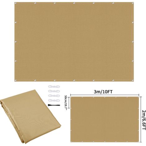 (Jaune sable 200x300CM) Brise-vue imperméable perforé, protection UV, convient aux jardins extérieurs. (1/5)