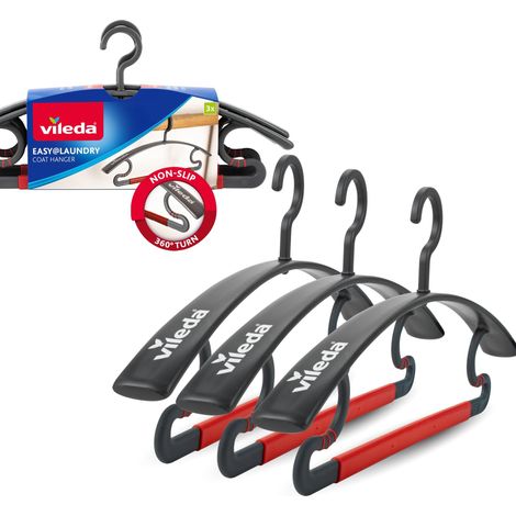 Vileda Set 3 Grucce Antiscivolo 3in1 – Gancio Girevole a 360° – Portata fino a 5 kg – Salvaspazio per Armadio – Per Giacche, Pantaloni e Top – Grigio (1/5)