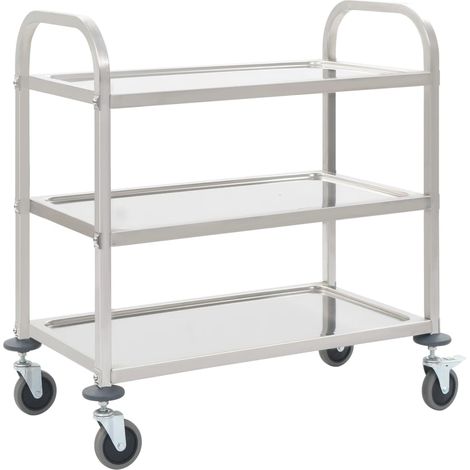 Carrito de cocina de 3 alturas 95x45x83,5 cm acero inoxidable vidaXL (1/2)