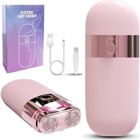 Épilateur électrique portable et indolore pour femmes, pour le visage, le menton, la lèvre supérieure et les bras (rose) (1/5)
