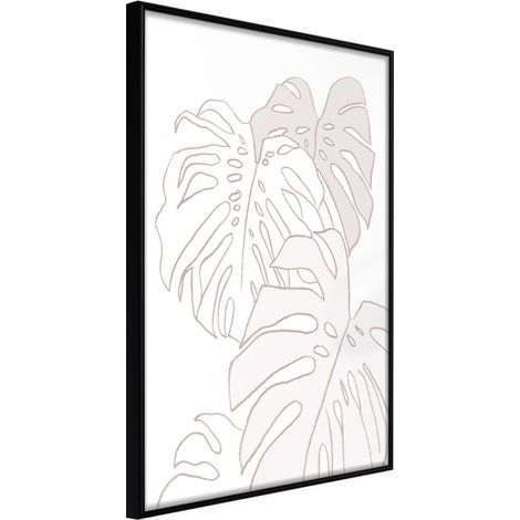 Affiche Murale Encadrée "Beige Leaves" 40 x 60 cm Noir