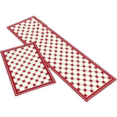 Tapis de Cuisine Devant Évier 2 Pièces Rouge Motif de Fleurs 40x60cm40x120cm Antidérapant Absorbant Tapis Bain (1/3)
