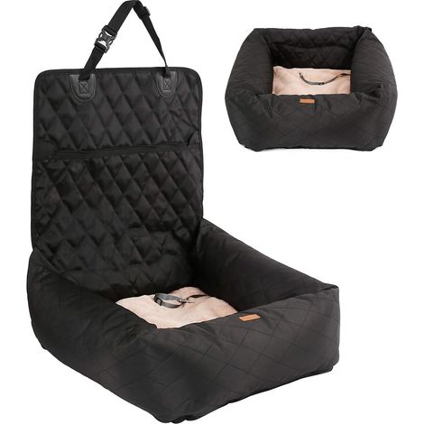 HAPPY HACHI Dog Car Seat 2 in 1 Dog Car Seat, Portable Travel Vehicle Seat Pet Carrier with Thick Kennel and Safety Strap(Black) (1/5)