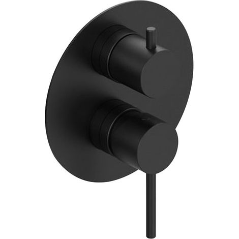 Miscelatore doccia ad incasso con deviatore nero opaco in ottone con leva monocomando slim Alba (1/2)