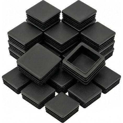20 bouchons lamellaires 40 x 40 mm pour tubes carrés, bouchons carrés en plastique noir pour tuyaux, en polyéthylène. (1/5)