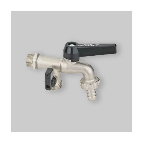 Rubinetto Duplex Con Portagomma Leva Alluminio Bugatti 1/2" X 3/4" Dn 10 (1/2)