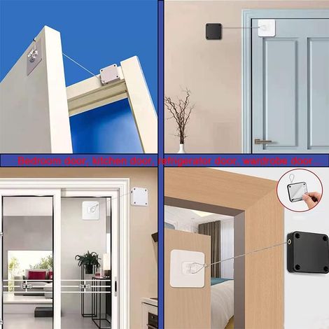 Ferme-porte automatique à induction sans estampage, pack de 3 multifonctions résidentiels avec cordon de serrage en acier (noir et blanc) MNS (1/3)