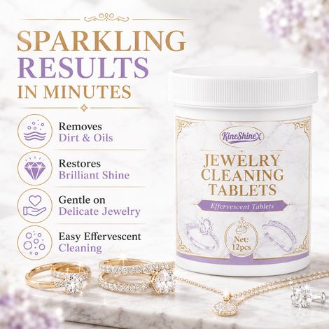KineShineX Brausetabletten zur Schmuckreinigung: Reinigt und poliert Gold-, Silber- und Diamantringe, Halsketten und Uhrenarmbänder restauriert und überholt Schmuck. (1/5)