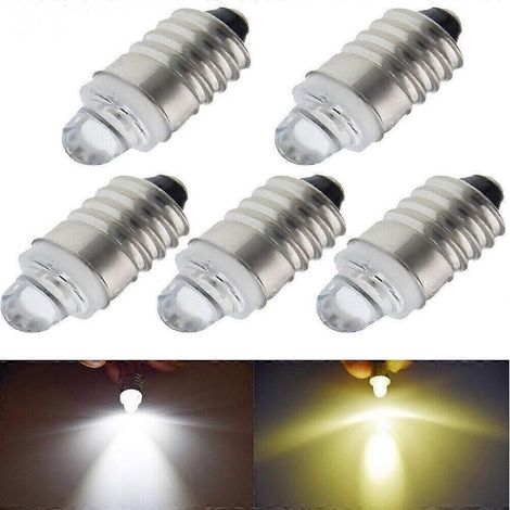 Lot de 5 ampoules LED E10 3V CC blanc chaud/blanc à vis pour lampe torche ( ) (1/4)