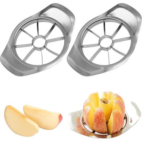 2 Pcs coupe pomme, trancheur de pomme, decoupe pomme en acier inoxydable, découpe pommes à 8 lames, tranche pour Les Pommes et Les Poire, enleve trognon pomme, Réutilisables (1/5)