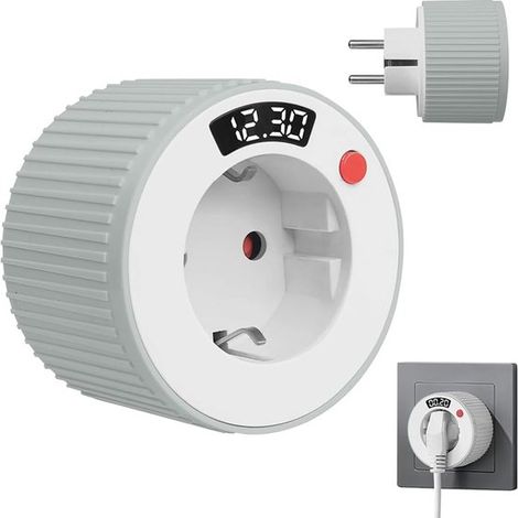 Enchufe con temporizador de cuenta regresiva y pantalla LED，Rango de temporizador de 1 minuto a 24 horas，con pantalla LED digital，Blanco (1/5)