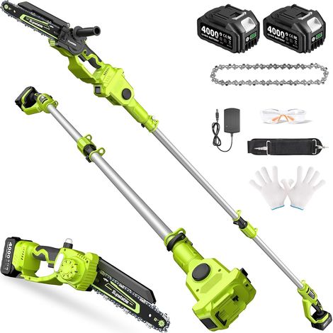 8 Inch 2-in-1 Pole Pruner, Cordless Telescopic Chainsaw with 2×4000mAh Battery (1/5)