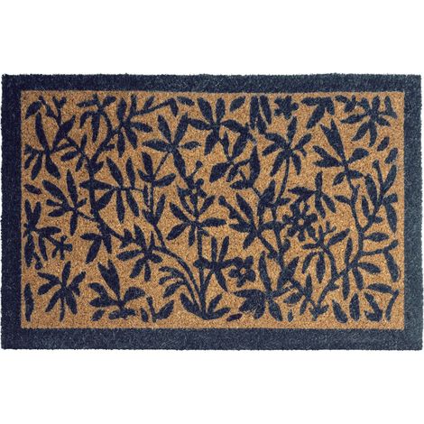 Paillasson en Fibre de Coco 40 x 60 cm Antidérapant Dessous en PVC Motif Feuilles Naturel Nunivak