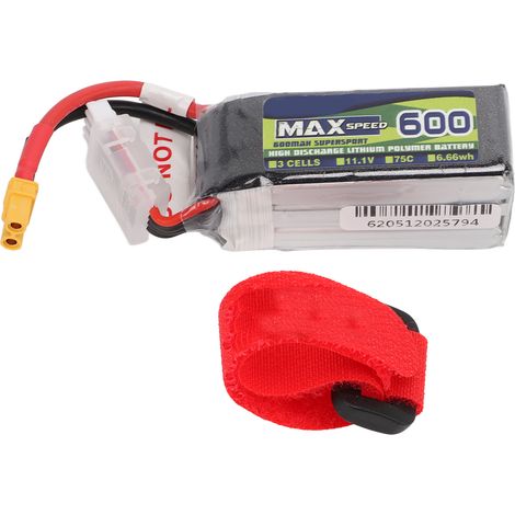 Batterie LiPo 11.1V 600mAh 3S 75C avec Connecteur XT30 pour Drone et Avion RC (1/5)